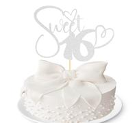 Sotpot 1PC Sweet 16 Cake Topper Silver Glitter Happy 16th Birthday Cake Topper for Sweet Sixteen Theme Party Cake Decorations Party Supplies Silver