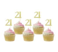 Sotpot 30PCS Gold Glitter 21st Birthday Cupcake Toppers Cheers to 21 Years Cupcake Picks for 21st Birthday Anniversary Party Decorations