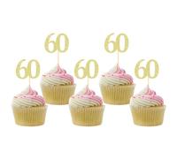Sotpot 30PCS Gold Glitter 60th Birthday Cupcake Toppers Cheers to 60 Years Cupcake Picks for 60th Birthday Anniversary Party Decorations