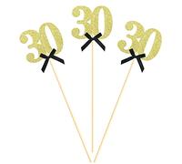 Sotpot 8pcs 30th Birthday Centerpiece Sticks Gold Glitter Number 30 with Bow Centerpieces Table Flower Topper for Man Woman 30th Birthday Anniversary Wedding Table Party Decorations
