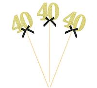 Sotpot 8pcs 40th Birthday Centerpiece Sticks Gold Glitter Number 40 with Bow Centerpieces Table Flower Topper for Man Woman 40th Birthday AnniversaryWedding Table Party Decorations