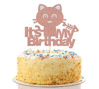 Sotpot Cat Birthday Cake Topper Rose Gold Glitter Cat Pet Cake Topper for Girls Kids Kitten Theme Birthday Baby Shower Party Decoration