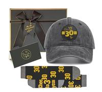 Sotpot Ready Gift 30th Birthday Gift Set for Men, Vintage Washed Black Cap Gold Foil Patch, 30th Socks, Gold Foil Card & Metallic Edged Gift Box, Gifts for Husband, Dad
