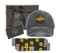 Sotpot Ready Gift 40th Birthday Gift Set for Men, Vintage Washed Black Cap Gold Foil Patch, 40th Socks, Gold Foil Card & Metallic Edged Gift Box, Gifts for Husband, Dad