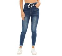 SotRong Elasticated WAIS Stretchy Skinny Jeans for Women UK High Rise Pull On Capri Jeans Ladies Slim Fit Tummy Control Drawstring Denim Look Tapered Leg Jegging Trousers L