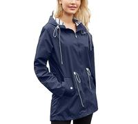 SotRong Plus Size Waterproof Jackets for Women Raincoat Waterproof with Hood Lightweight Rain Jackets Breathable Packable Rain Coats Active Outdoor Trench Windbreaker for Hiking Walking Blue 3XL