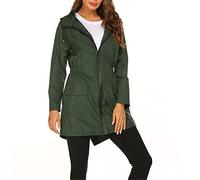 SotRong Raincoat Womens Waterproof Rain Jacket Lightweight Packable Showeproof Hooded Rain Coats Windbreaker Running Jacket Windproof Outdoor Trench Coats for Walking Camping Dark Green XL