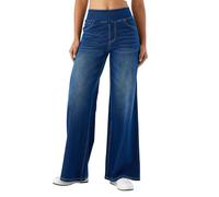 SotRong Wide Straight Leg Baggy Jeans for Women High Elastic Waisted Pull On Jegging Tummy Control Palazzo Denim Pants Casual Soft Loose Stretchy Curve Sweatpant Jean Trousers Navy Blue L