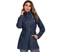 SotRong Women's Lightweight Waterproof Jacket Quick Dry Zipper Raincoat Windbreaker Outdoor Hiking Camping Mountaineering Hooded Jacket Navy Blue M