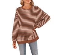 SotRong Womens Oversized Striped Sweatshirt Casual Long Sleeve Crewneck Pullover Top Loose Fit Comfy Tunic Classic Preppy Style Fall Spring Transition T Shirts Coffee XL