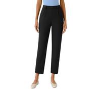 SotRong Womens Stretch Cropped Work Trousers with Side Pocket High Waisted Elegant Ankle Length Tapered Yoga Dress Pants Casual Pull On Business Office Professional Career Slack Black S