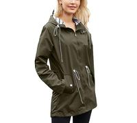 SotRong Womens Waterproof Jackets Foldaway Travel Raincoat Packable Rain Jacket Waterproof Trench Coat Lightweight Outdoor Walking Hiking Camping Jacket Ladies Snow and Rainwear Army Green M