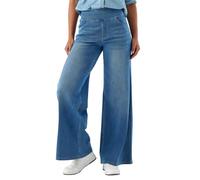 SotRong Womens Wide Leg Pull On Baggy Jeans with Multiple Pockets Tummy Control Straight Leg Casual Loose Stretch Curve High Elastic Waisted Plazzo Denim Trousers Medium Blue L