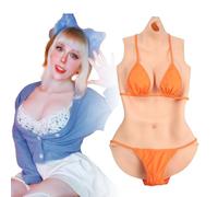 SoTUCR Crossdressing Silicone Bodysuit With E Cup Realistic Breast Plate Apparel Male To Female Fake Boobs for Transgenders,Color 3,Gel Basic E Cup