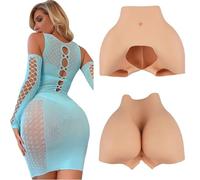 SoTUCR Crossdressing Silicone Fake Butt Panty Open Crotch Buttock Control Shorts Hip Body Shaper Enhancer Panties for Women,Color 1,Thickened hips 2.2cm