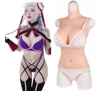 SoTUCR Realistic Silicone Bodysuit Back Zipper Swimsuit Style Body Suit Transgender Soft Fake Boobs Forms for Crossdressers,Color 1,Upgrade zipperD Cup