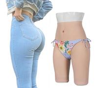 SoTUCR Realistic Silicone Butt Panties Half-Length Shaper Boxer Briefs Hiding Hip Thicken Underwear for Crossdresser Women,Color 1,One Size