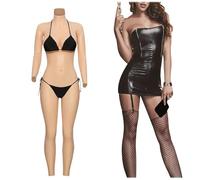 SoTUCR Whole Body Silicone Bodysuit Artificial C/D Cup Breastplate Ankle Length Pluggable Trousers for Crossdresser Drag Queen,Color 2,Basic zipperCCup