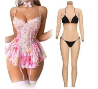SoTUCR Whole Body Silicone Bodysuit Artificial Fake Boobs High Neck Integrated Shaper Hip Suit for Crossdressers Drag Queen,Color 3,Cotton Basic D Cup