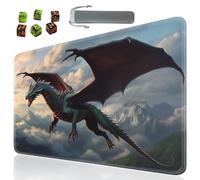 SOTWONSO Board Game for TCG Playmat Table Mats Games Size 60X35 cm Mousepad Compatible for MTG RPG CCG Trading Card Game Play mats with 6 Dice (Playmat 132) Flying Dragon