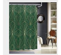 Sotyi-ltd Art deco in gold green Shower Curtains with 12 Hooks,Durable Mildew Resistant Waterproof Fabric Washable Bathroom Curtain 72" x 72"