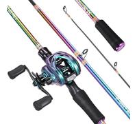 Souagyilang Casting Fishing Rod Reel Combo,2 Pieces Medium Heavy Pole with Super Smooth Casting Gear Baitcster Combo (5.9ft Left Hand)