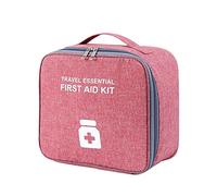 Souarts First Aid Bag Empty Portable First Aid Box Compact Multifunctional Layered Medicine Box for Emergency Home Office Car Outdoors Boat Camping Hiking (L-25×12×22cm, Pink)
