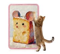 Soubeoii Sisal Cat Scratcher 24x16 Inch Cat Scratching Mat - Art Wall Cats Scratcher with Adhesive Hook Loop Tape for Indoor Cats, Durable Wall Mounted Cat Scratch Pad to Protect Couch and Carpet
