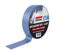 Soudal 50m Blue General Purpose Masking Tape 14 Day Self Adhesive Sealing Tapes Low Tack Wide Painters Paint Lines and Crisp Edges For Renovation Work Indoor Painting Artists Decoration (48mm x 50m)