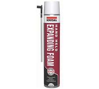 Soudal Gap Filler Expanding Foam 750ml Champagne Handheld Spray with Nozzle & Gloves