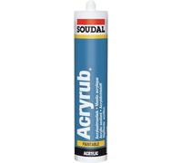 Soudal Acryrub Acrylic Polymer Based Sealant and Filler Paintable Cartridge 310ml Superior Quality, External/Internal Use, Solvent Free, Colourfast and Waterproof After Curing. (Grey)