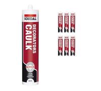 Soudal Decorators Caulk White 300ml Pack of 6 Flexible Acrylic Sealant for Gaps & Cracks Paintable Interior Filler for Walls, Skirting Boards & Ceilings