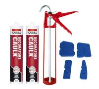 Soudal Decorators Caulk White Bundle 290ml White Caulk Tubes Heavy-Duty Black Sealant Gun & 4 Silicone Smoothing Tools for Filling Gaps, Cracks and Edges in Home, Bathroom & Kitchen