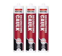 Soudal Decorators Caulk White Gap Filler Acrylic Silcone Sealant Adhesive Interior Decorating - Pack of 3