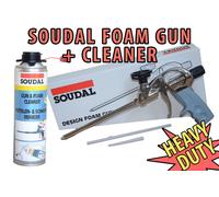 SOUDAL DESIGN PU EXPANDING FOAM GUN APPLICATOR HEAVY DUTY + 500ML GUN CLEANER