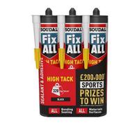 Soudal Fix All High Tack Hybrid Sealant & Adhesive Black 290Ml Pack Of 3