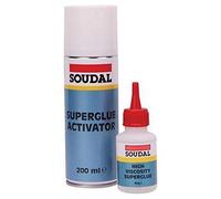 Soudal HIGH VISCOSITY SUPERGLUE 100g + ACTIVATOR 400ml Bonding MITRE Kit