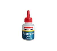 Soudal High Viscosity Superglue | Cyanoacrylate Based Adhesive, Thixotropic Formulation Super Fast Bonding - Ideal for Vertical Surfaces - 20g - Clear