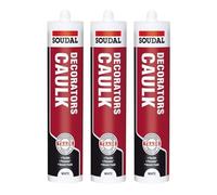 Soudal Pack of 3 Decorators Caulk White Acrylic Gap Filler & Flexible Silicone Sealant for Interior Decorating Paintable Crack Sealer for Windows, Doors, Walls & Skirting Boards
