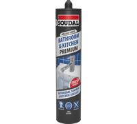Soudal Premium Bathroom Kitchen & Shower Silicone Sealant Brilliant White 290Ml 159315