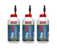 Soudal Pro 30D Wood Glue Waterproof Adhesive for Joinery 750g - Pack of 3