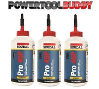 Soudal PRO 45P x 3 Polyurethane PU Water Resistant Wood Glue Adhesive 750ml BAY4