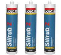 Soudal Silirub 2 Silicone Sealant 300Ml - Brilliant White (Pack Of 3)