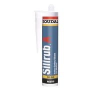 Soudal Silirub A | General Purpose Anti Mould Sanitary Acetoxy Silicone Sealant Cartridge 295ml Primerless Adhesion on Traditional Materials - Suitable for Sanitary, Construction (Clear)