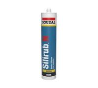 Soudal Silirub N Silicone Sealant Seal Neutral Low Modulus Window Glass - 300ml (Black)