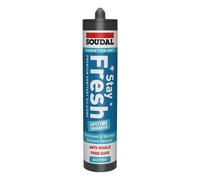 Soudal Stay Fresh Manhattan Grey Silicone-Based Bathroom & Kitchen Cartridge Sanitary Sealant, 290Ml