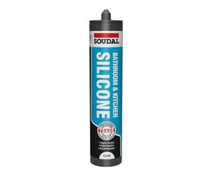 Soudal Trade Bathroom & Kitchen Acetic Curing Silicone Low Modulus Sanitary Sealant Cartridge 290ml Premium anti-Fungicidal Agent, Flexible, Waterproof, Fast curing & Mould Resistant (Clear)