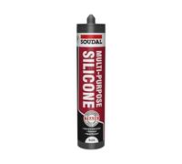 Soudal Trade Multi Purpose Silicone Sealant Mould Resistant Waterproof 270ml Acetoxy For Glass, Metals, Wood And Ceramic Tiles All Weather Use, Flexible (Black, 270ml)