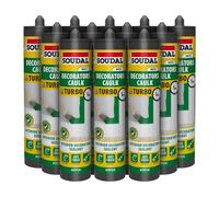 Soudal Turbo Decorators Caulk (12 Pack) - Fast-curing Paintable Flexible Anti-Crack Colourfast Interior Sealant and Filler (290ml) - White