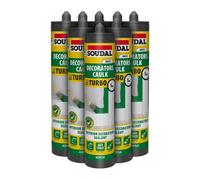 Soudal Turbo Decorators Caulk (6 Pack) - Fast-Curing Paintable Flexible Anti-Crack Interior Sealant And Filler (290Ml) - White